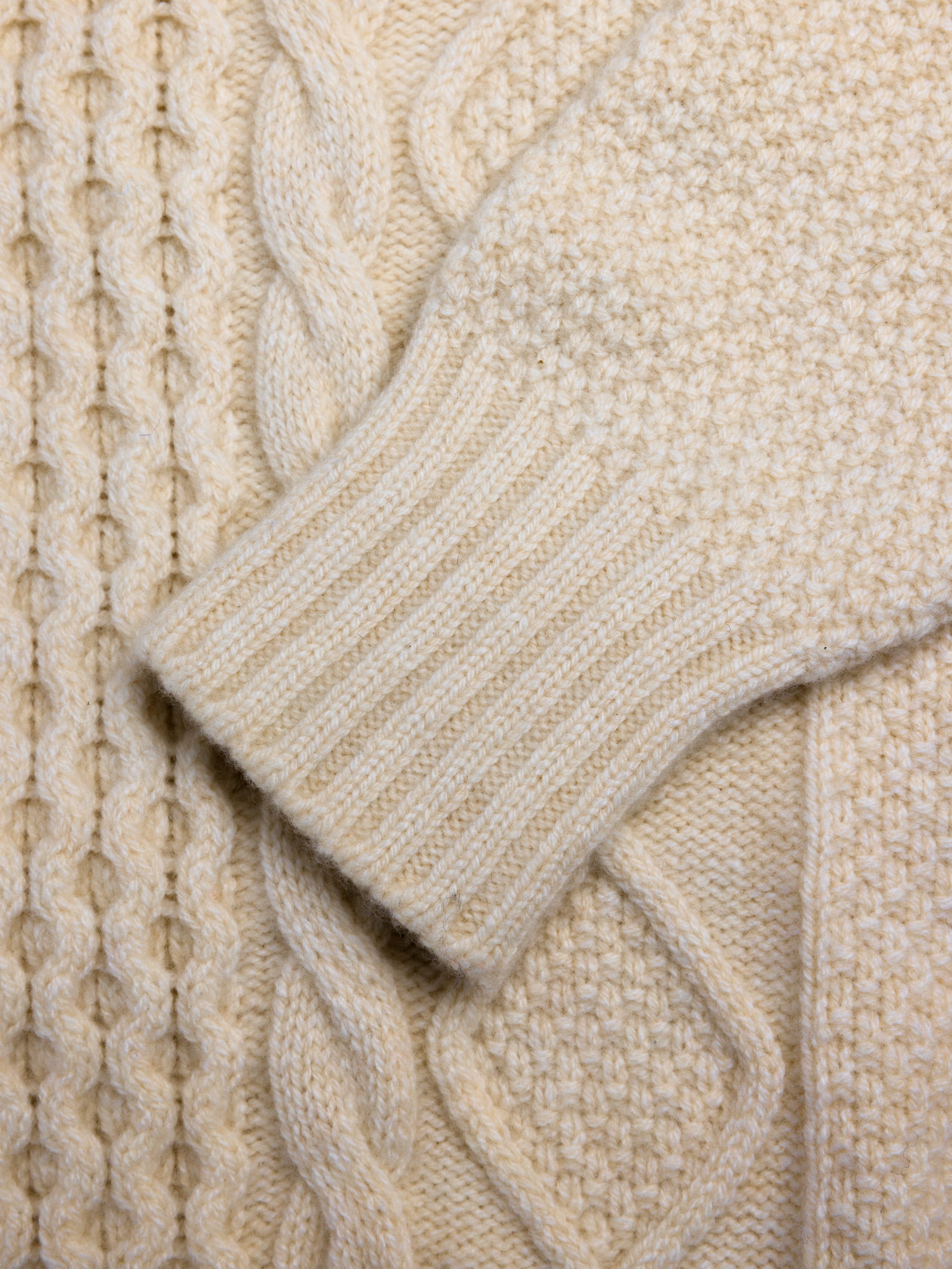 Aran Cable Knit in Cream Superfine Lambswool