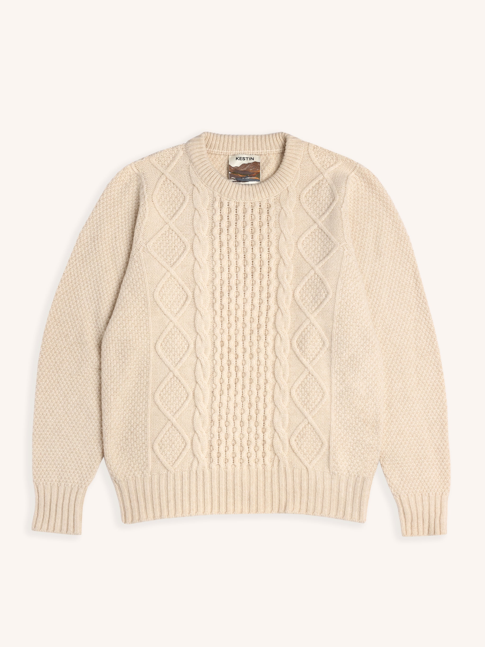 Aran Cable Knit in Cream Superfine Lambswool