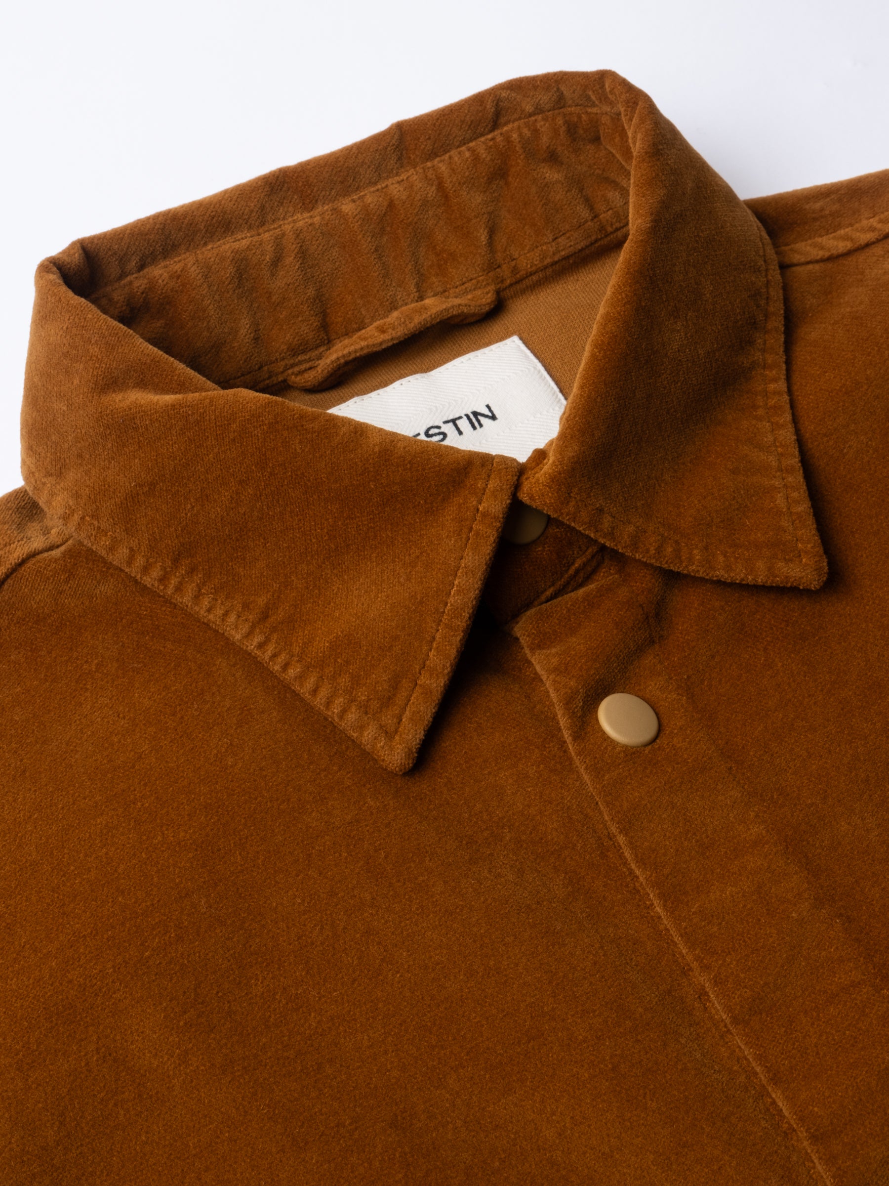 A close-up of the collar of the Armadale Coach Jacket by menswear designer KESTIN.