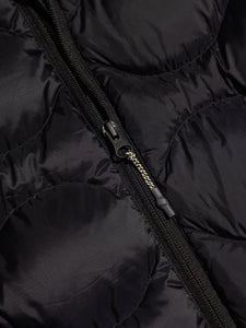 The zipper to the front of the KESTIN Cuillin Down Jacket in Black.