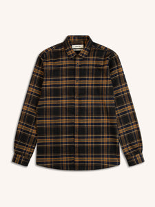 A premium men's flannel shirt, on a white background.