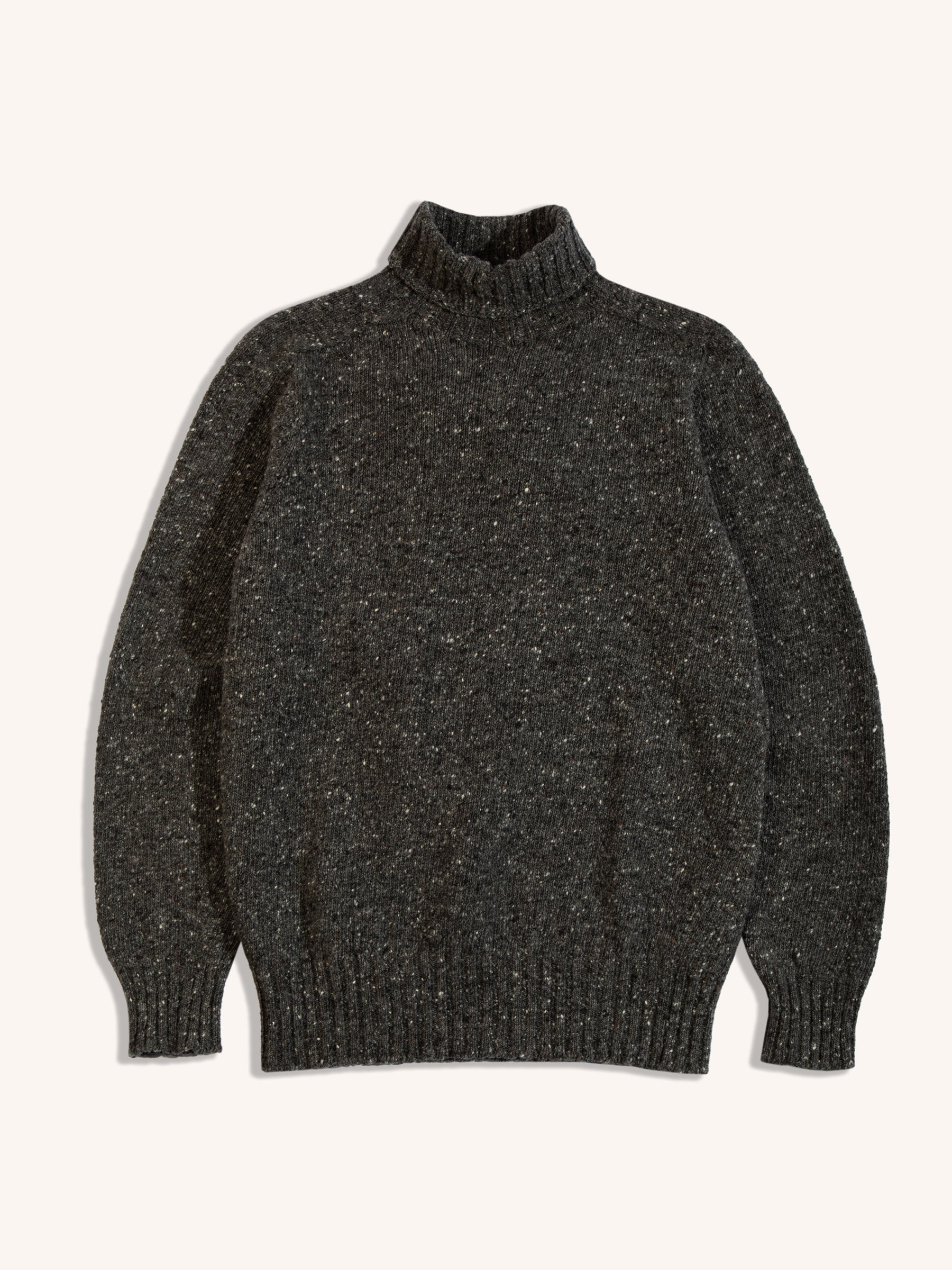 Donegal Roll Neck in Charcoal Pure Merino Wool