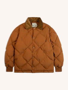 A brown winter jacket from menswear brand KESTIN, on a white background.