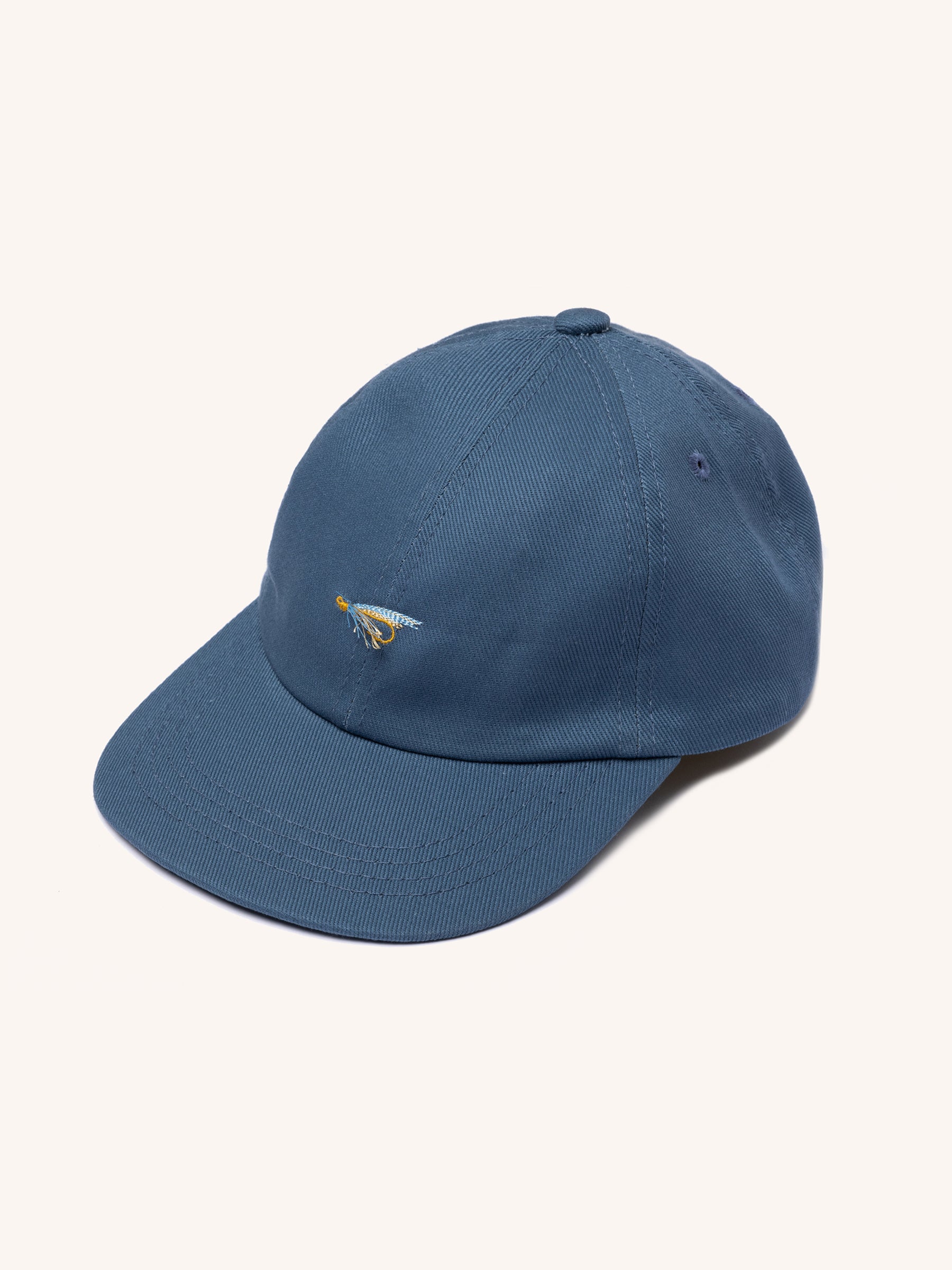 Leuchars Cap in Slate Blue Twill with Fly Embroidery