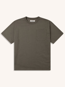 A relaxed fit t-shirt from KESTIN in olive green, on a white background.