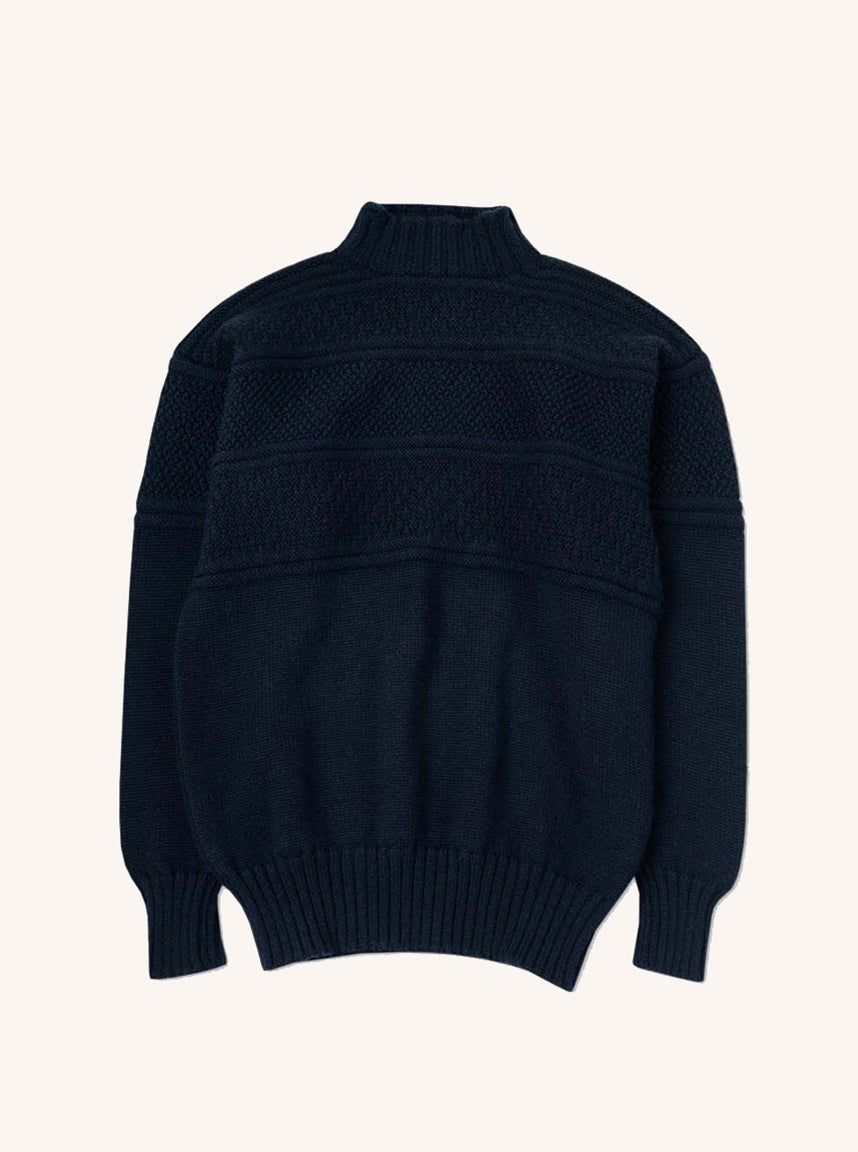 Fife Gansey Knit in Navy Merino Wool