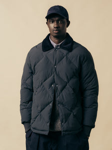 A man wearing an insulated jacket from Scottish designer KESTIN.