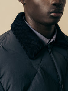 The close-up of the corduroy collar from the Dunbar Jacket by KESTIN.