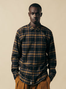 A model wearing a premium men's flannel shirt from KESTIN.