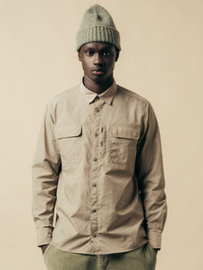 A model wearing an overshirt and beanie from Scottish menswear designer KESTIN.