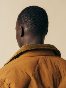 The back of the KESTIN Dunbar Jacket in tobacco brown.