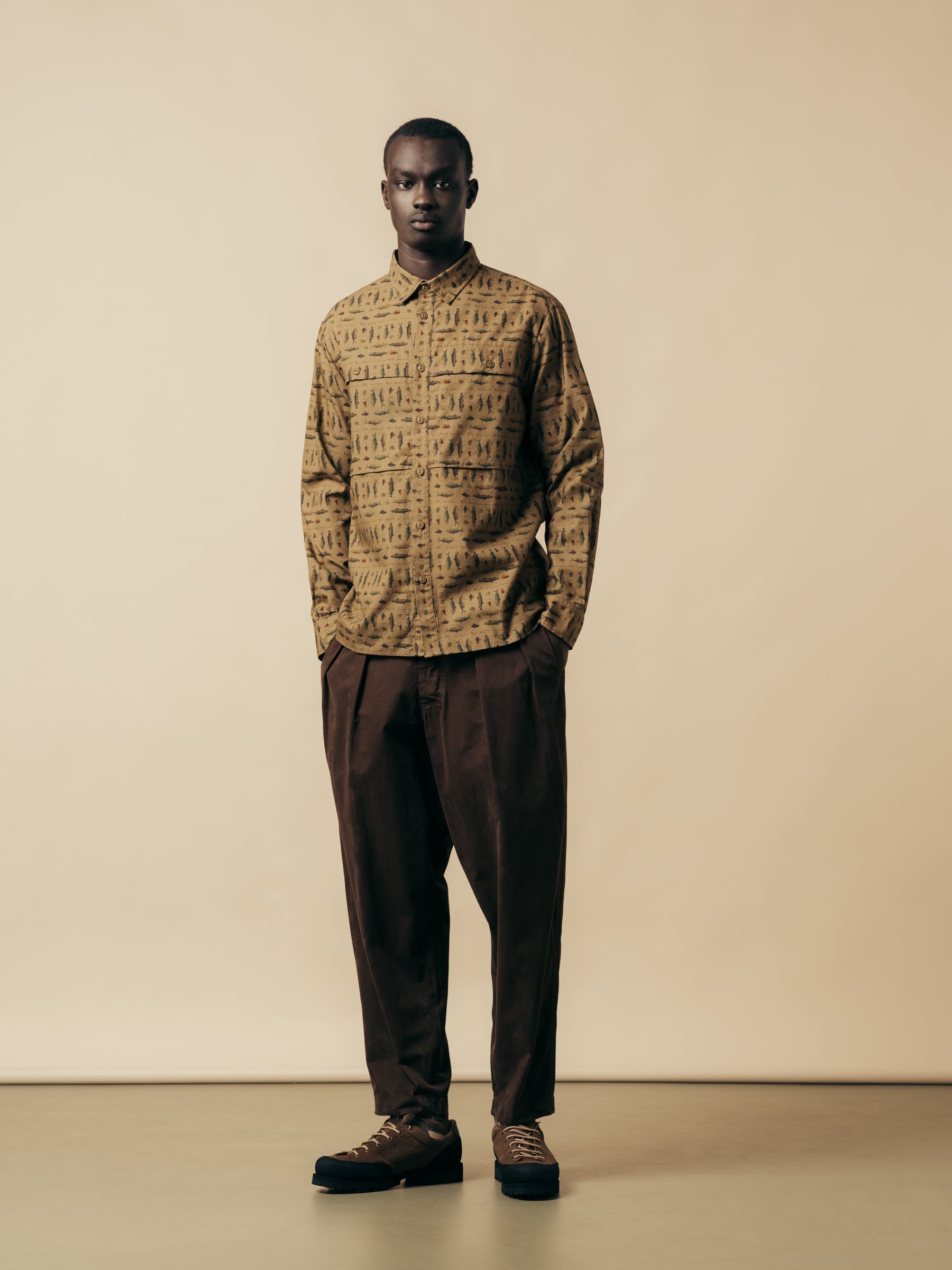 A man wearing an autumn outfit from Scottish menswear brand KESTIN.