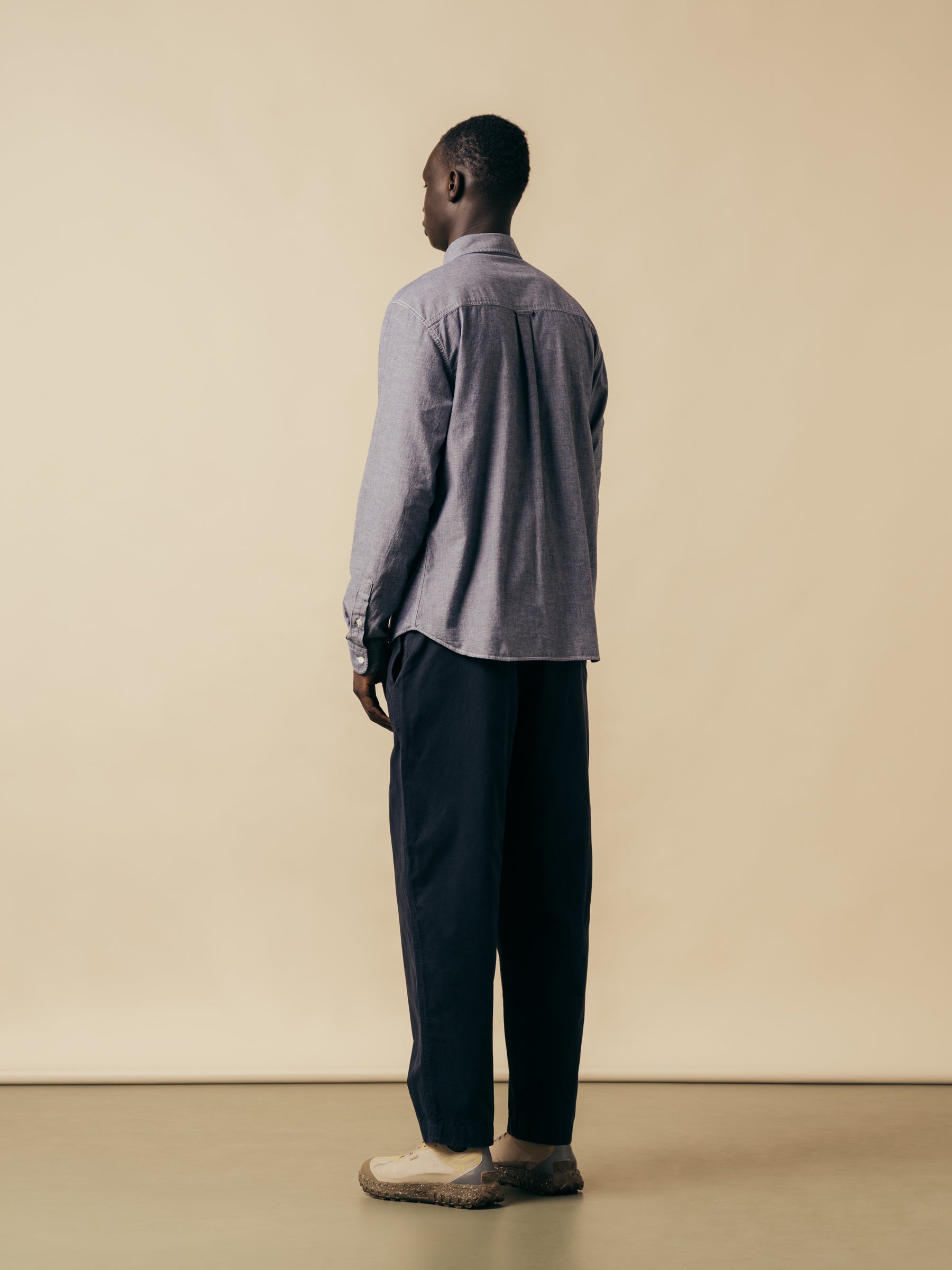 A model showing the back of the KESTIN Kinnaird Shirt.