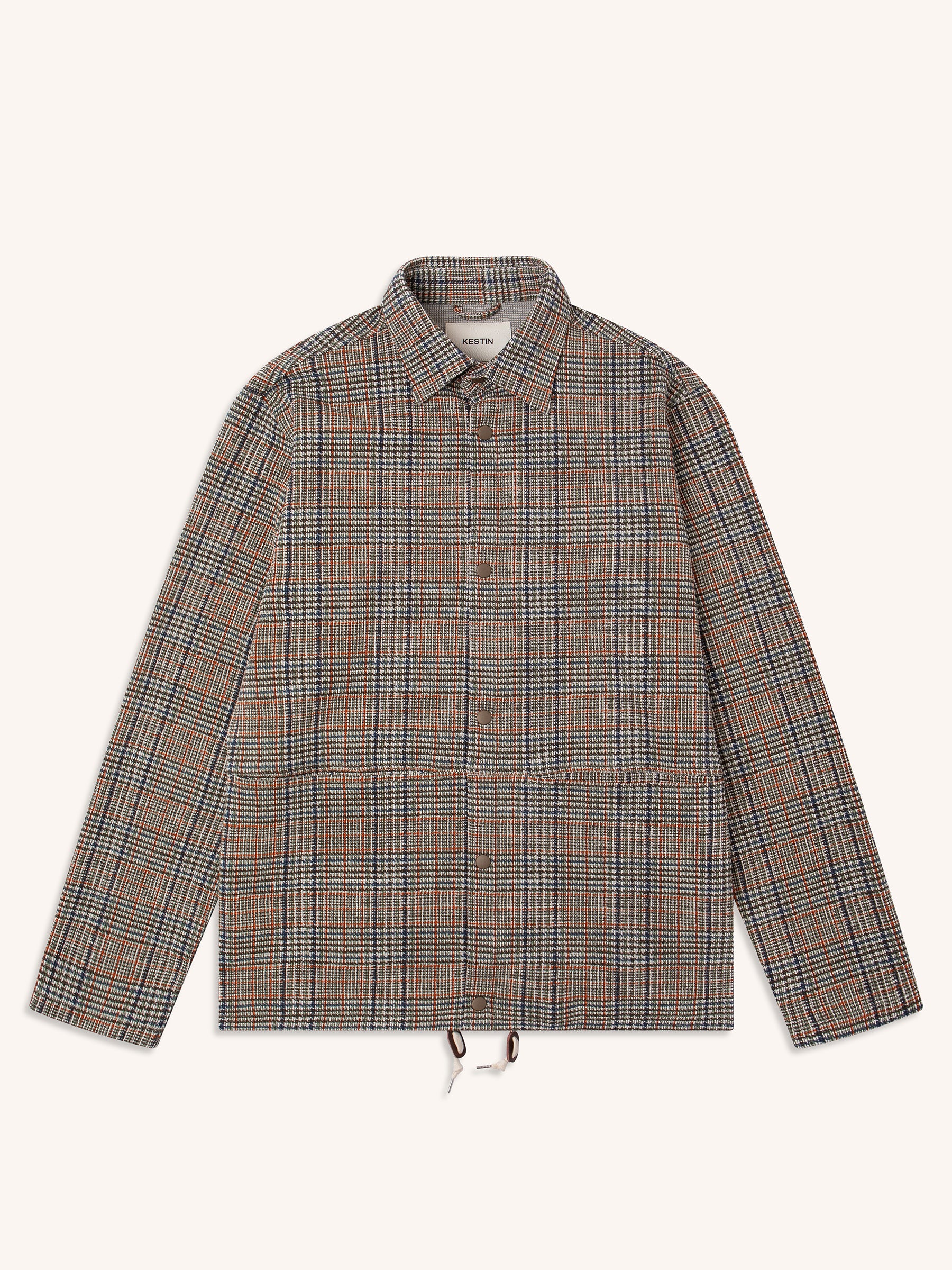 A men's check coach jacket from British menswear designer KESTIN.