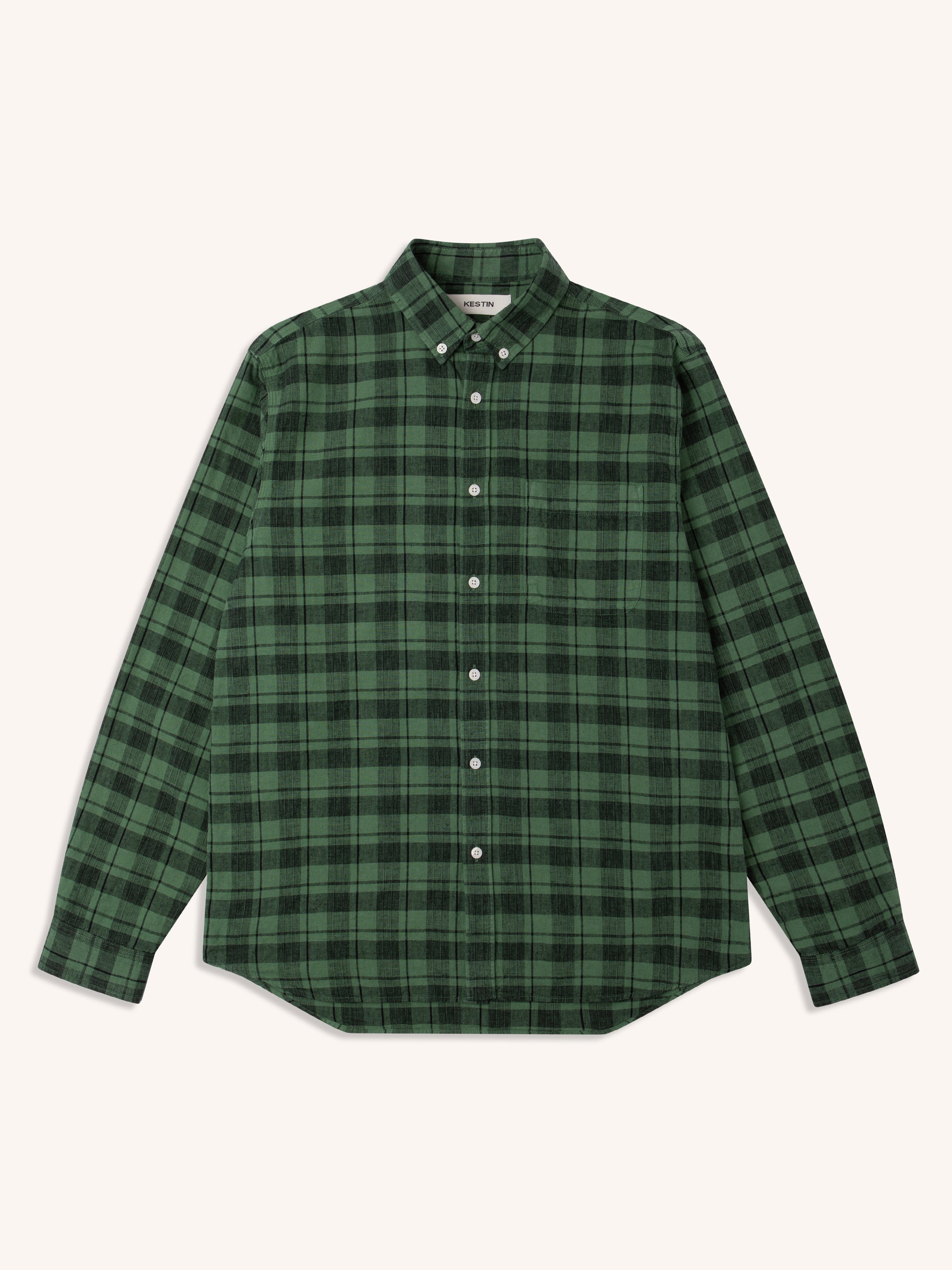 Raeburn Button Down Shirt in Green Linen Check