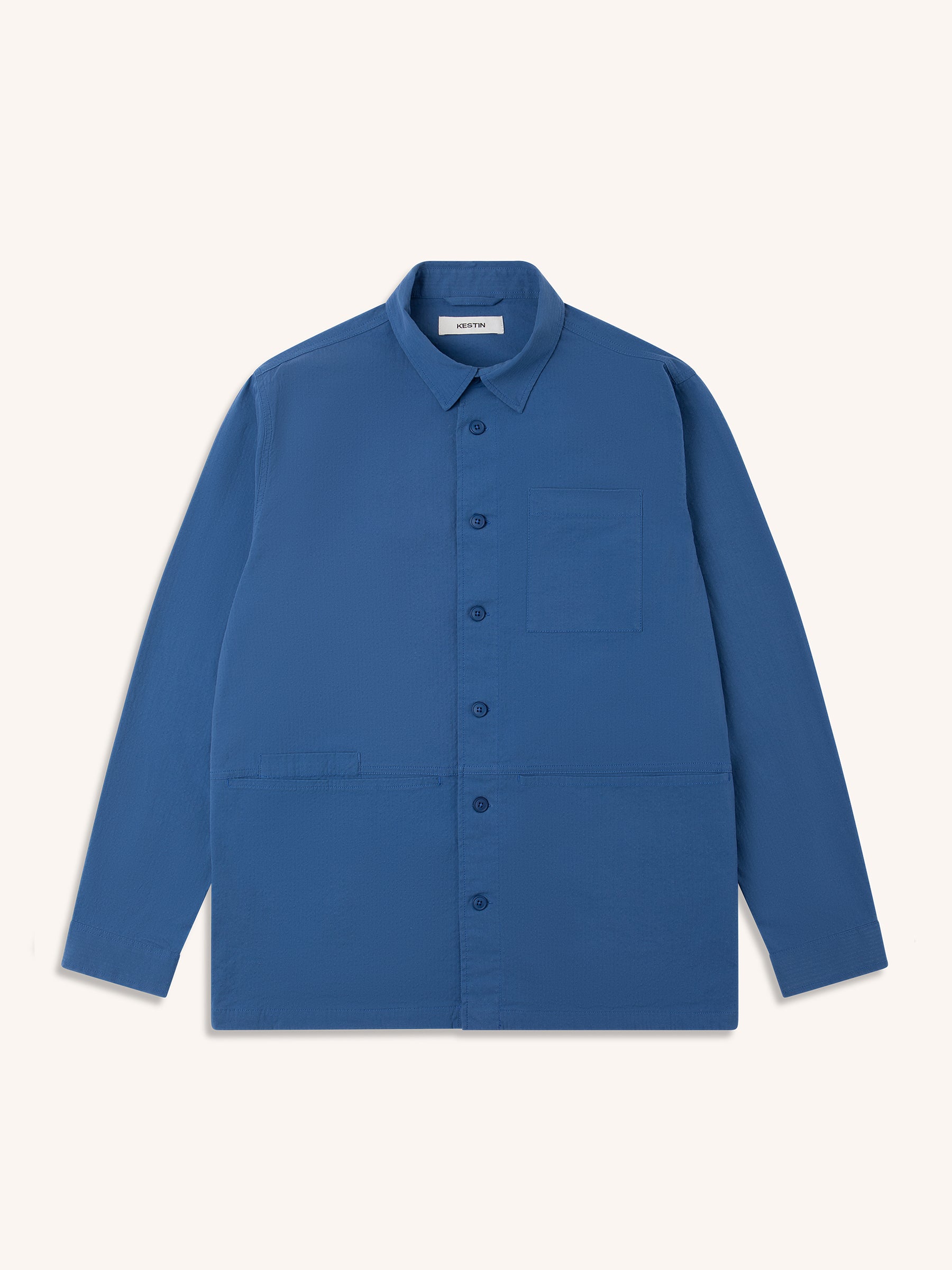 Rosyth Overshirt in Cobalt Seersucker