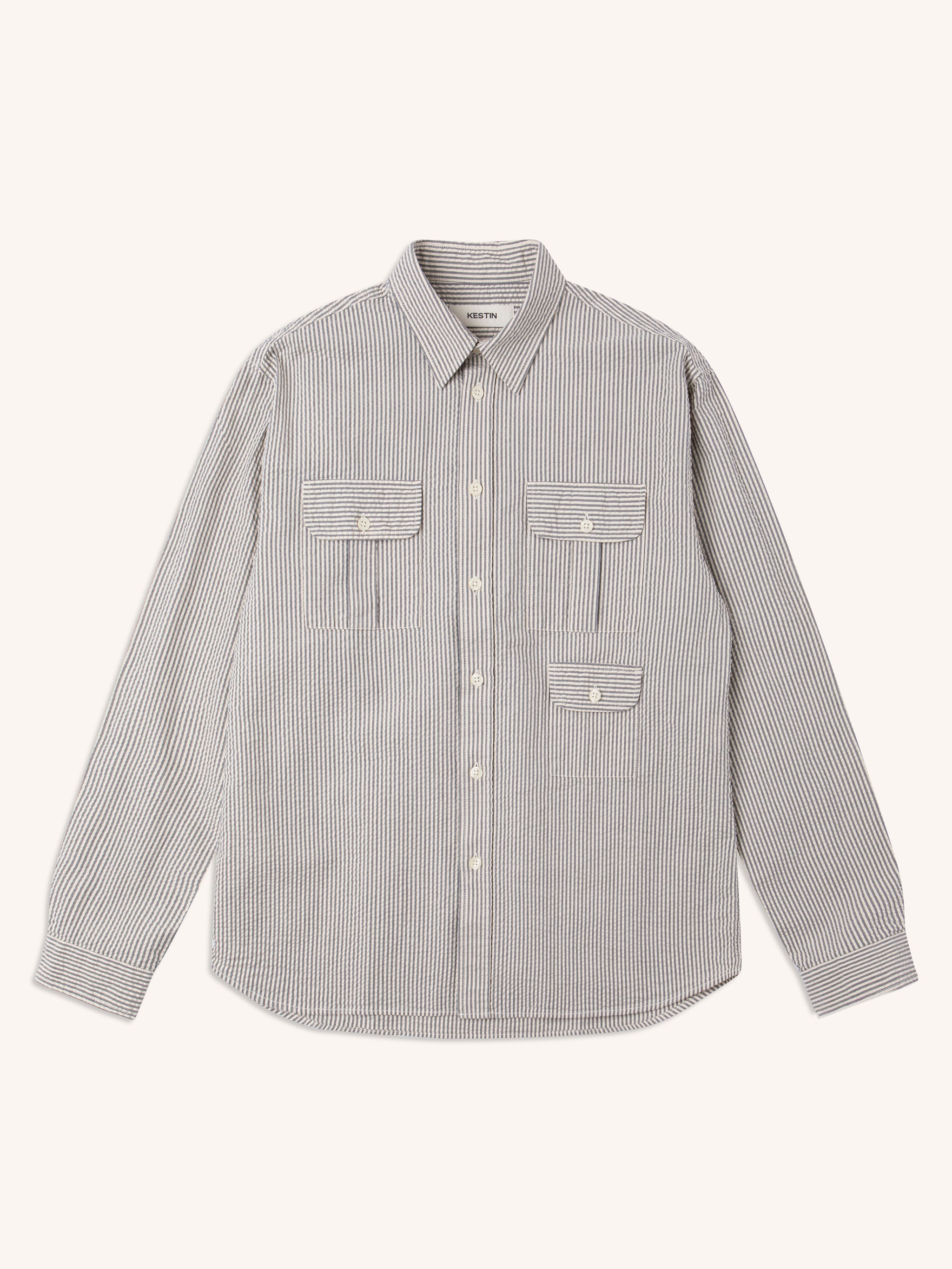 A long sleeve workwear-style shirt from KESTIN, on a white background.