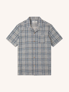 A premium men's short sleeve shirt made from a woven Italian check fabric.