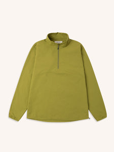 A green zip-neck windbreaker jacket, on a white background.