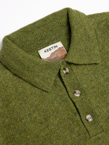 A close-up of the collar of the Lewis Polo Sweater from menswear brand KESTIN.