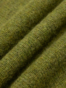 A Shetland lambswool yarn, dyed in green, used to make Scottish knitwear.