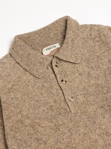 The collar and neck to the KESTIN Lewis Shetland Polo in Mushroom.