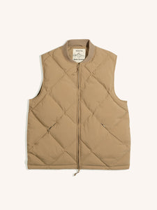 A sand/tan colour insulated vest from menswear brand KESTIN, on a white background.