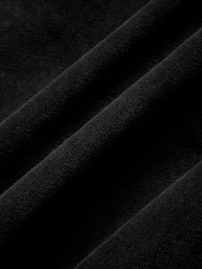 A black moleskin fabric used to make a men's suit.