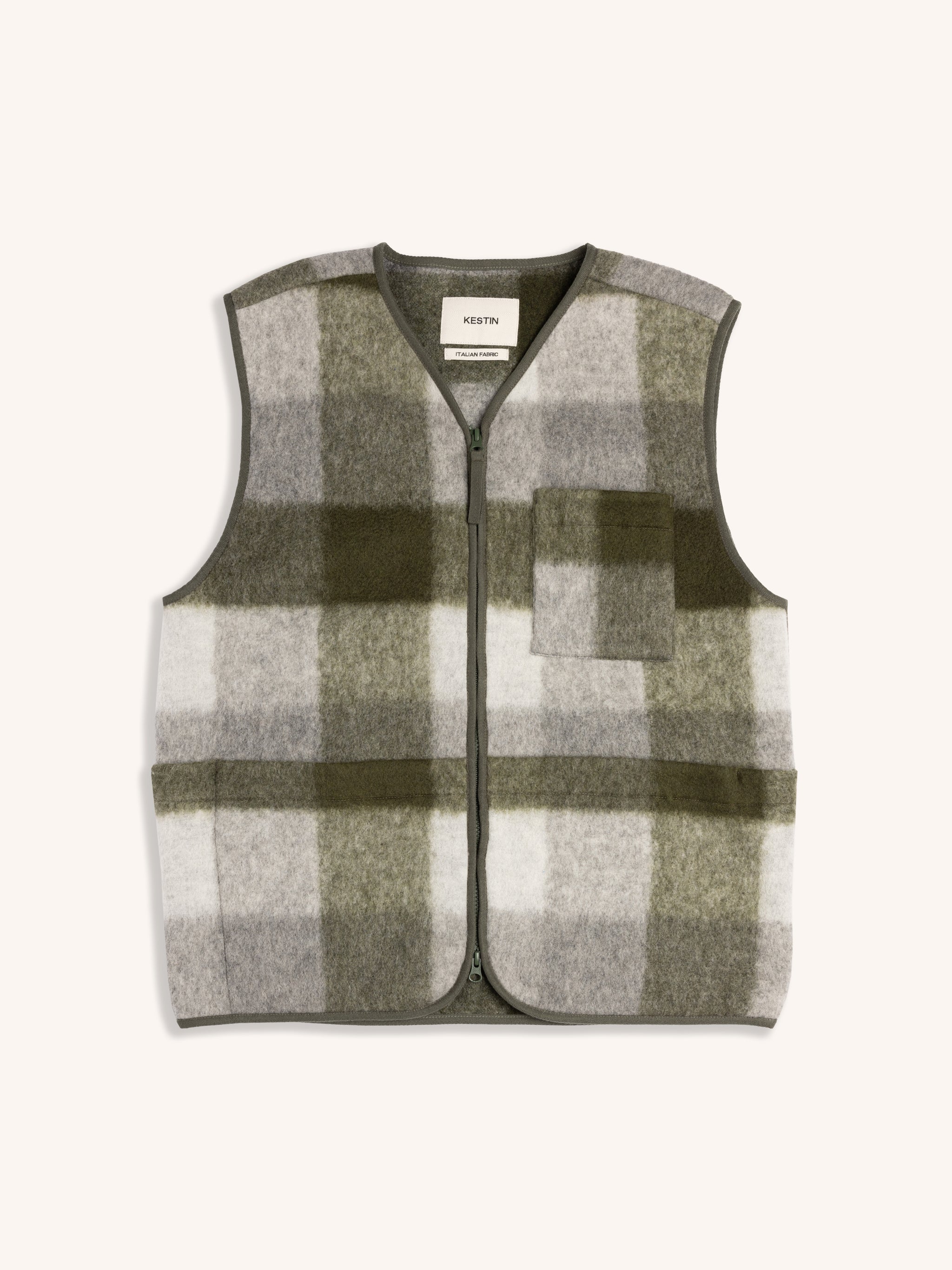 Bute Vest in Forest Check Wool Blend