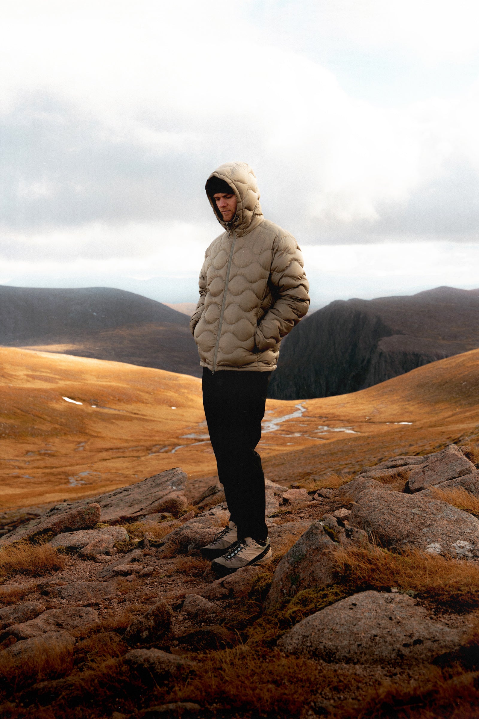 Cuillin Down Jacket in Light Olive Recycled Ripstop