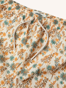 A floral thistle print on a recycled SEAQUAL fabric, used by menswear brand KESTIN.