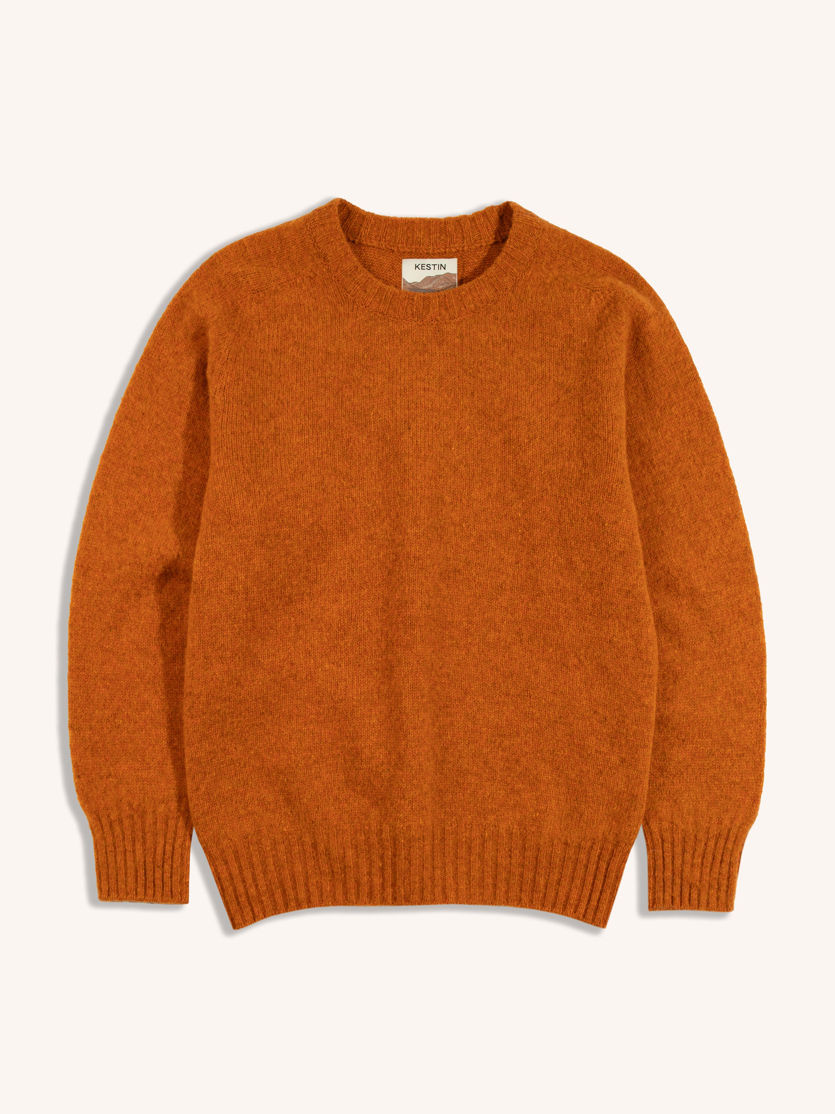 Brushed Shetland Crew in Tangerine Lambswool