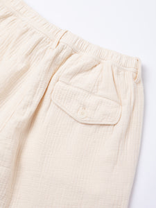 A close-up of the rear of the KESTIN Mhor Shorts in Ecru.