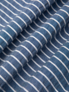 A low-profile seersucker fabric with a blue and white stripe pattern.