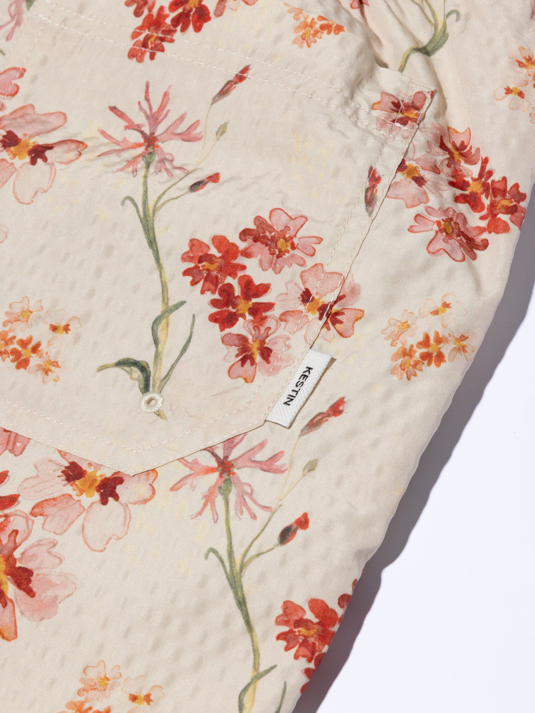 Seacliff Swim Shorts in Ecru Floral SEAQUAL® Yarn