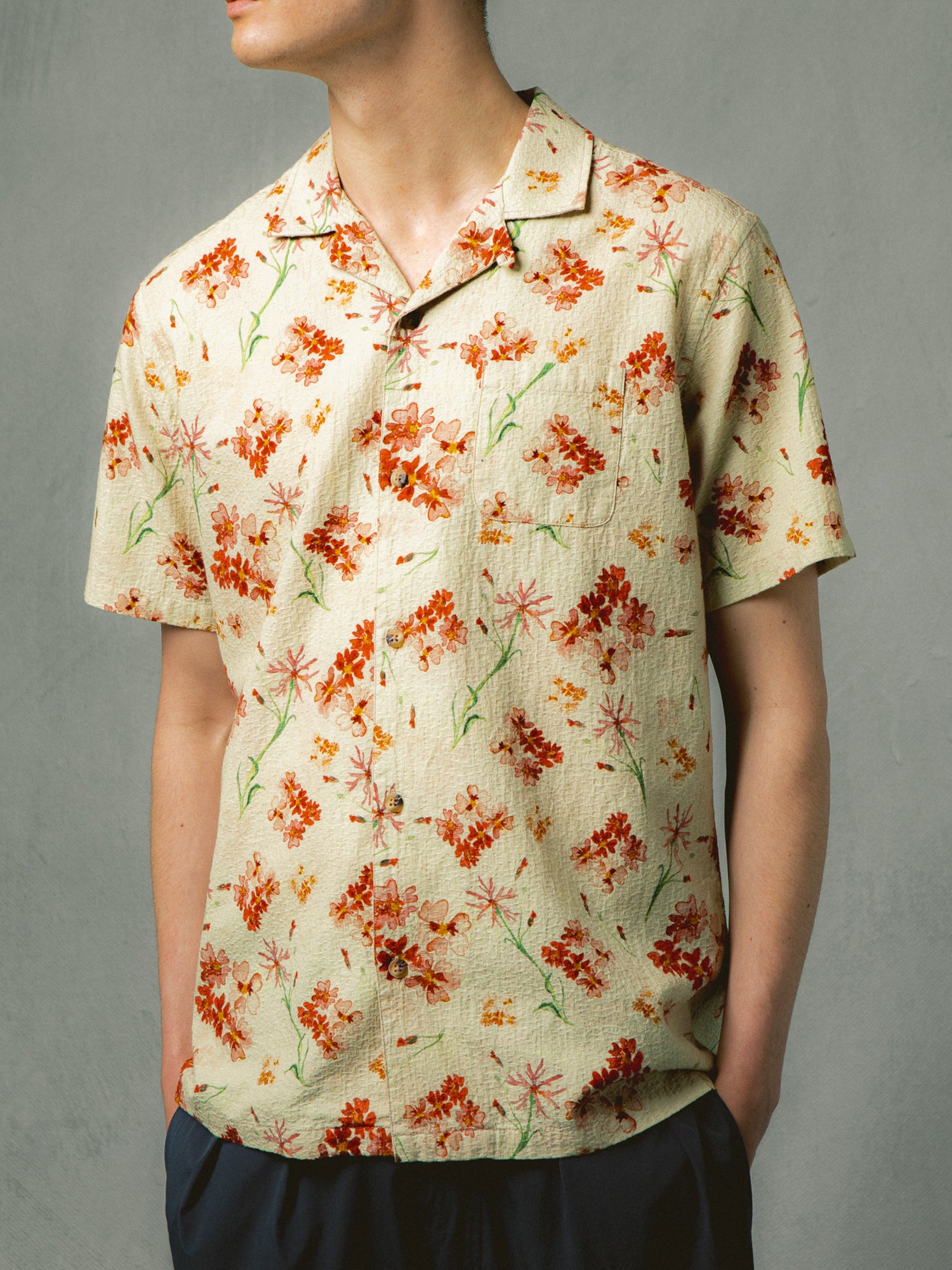 A floral short sleeve shirt from menswear brand KESTIN.