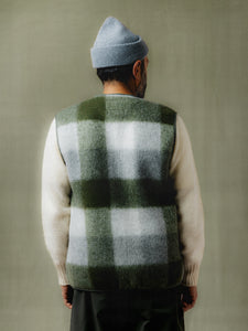 Bute Vest in Forest Check Wool Blend