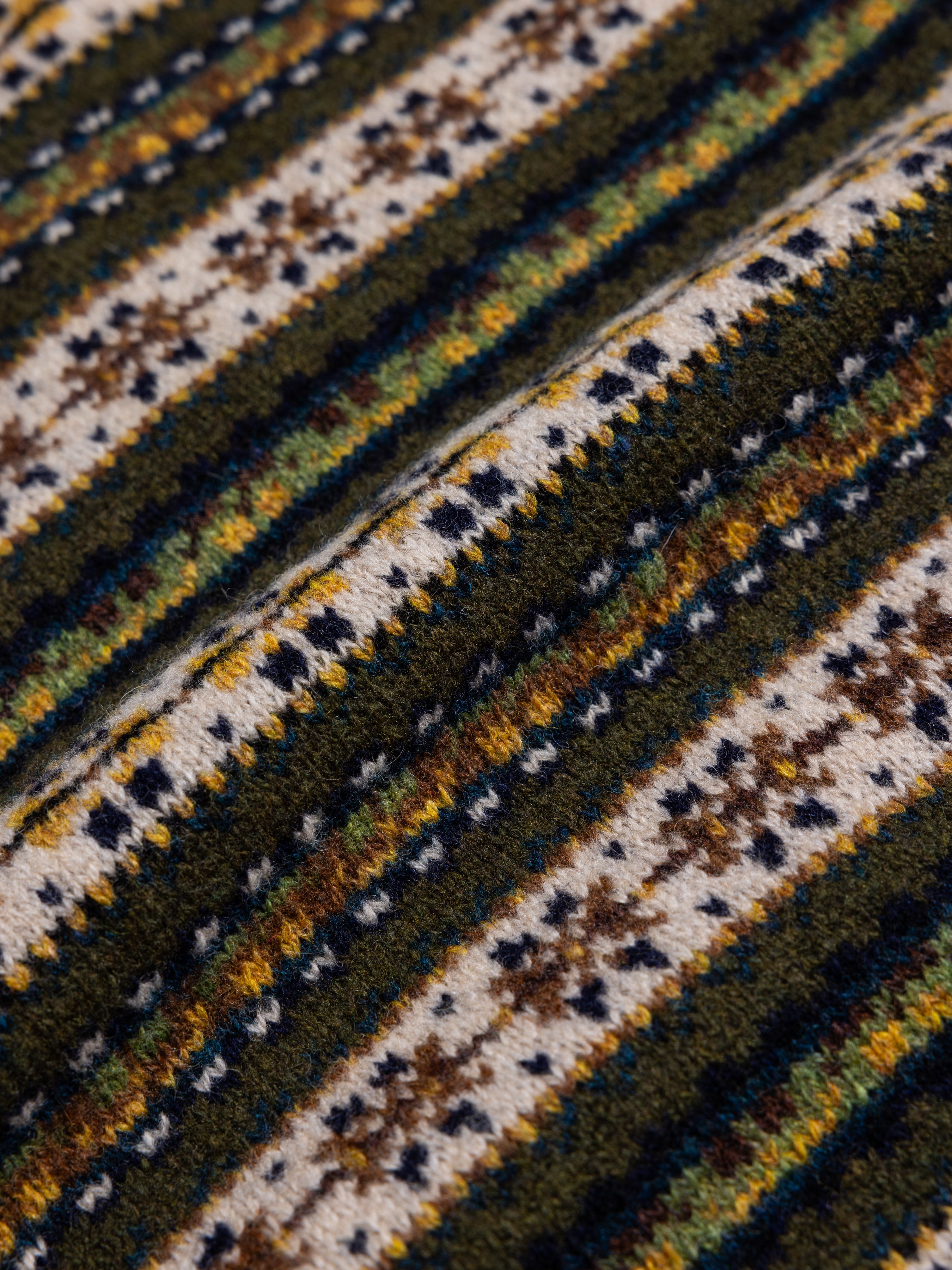 A knitted lambswool fairisle pattern, used to make a sweater vest.