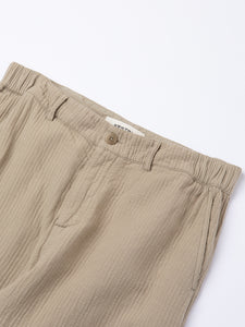 The fly and waistband of the KESTIN Aberlour Pants in Khaki Cotton.