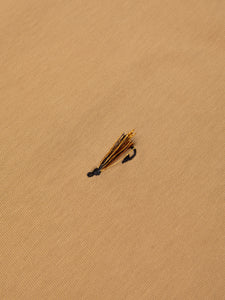 An embroidered fishing fly to the chest of the KESTIN Cargill Tee.