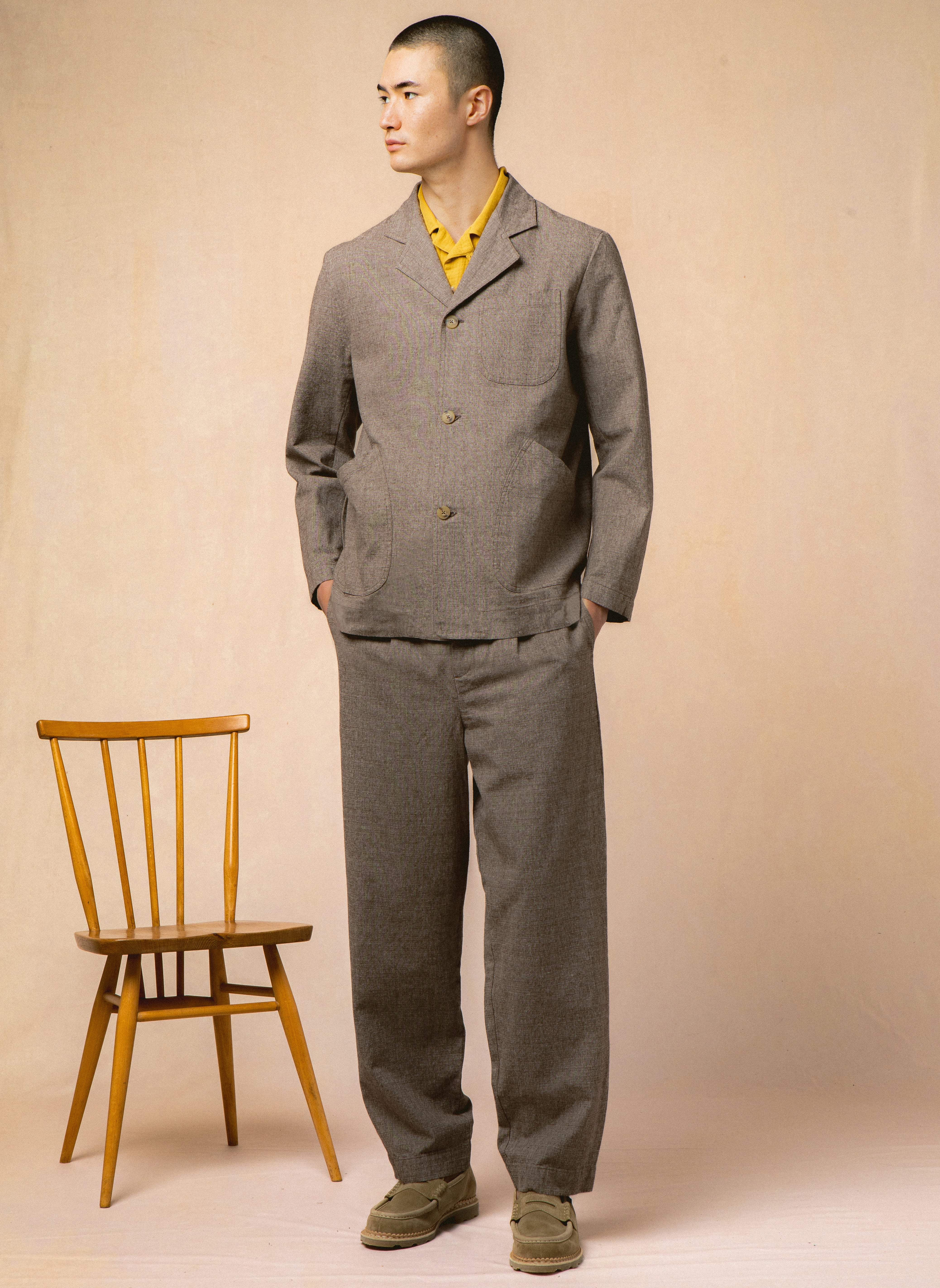 Stac Blazer in Peat Linen Marl