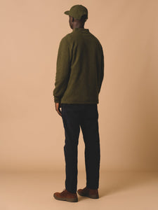 A look from behind of the KESTIN Inverness Trousers in navy blue corduroy.